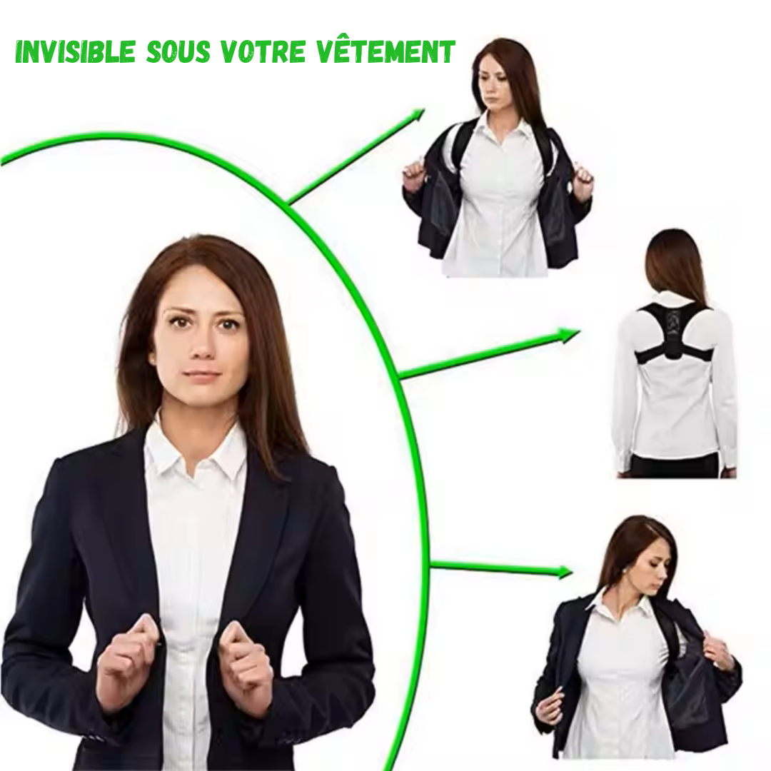 Correcteur de posture classique - Ajustable et ultra-discret pour homme et femme