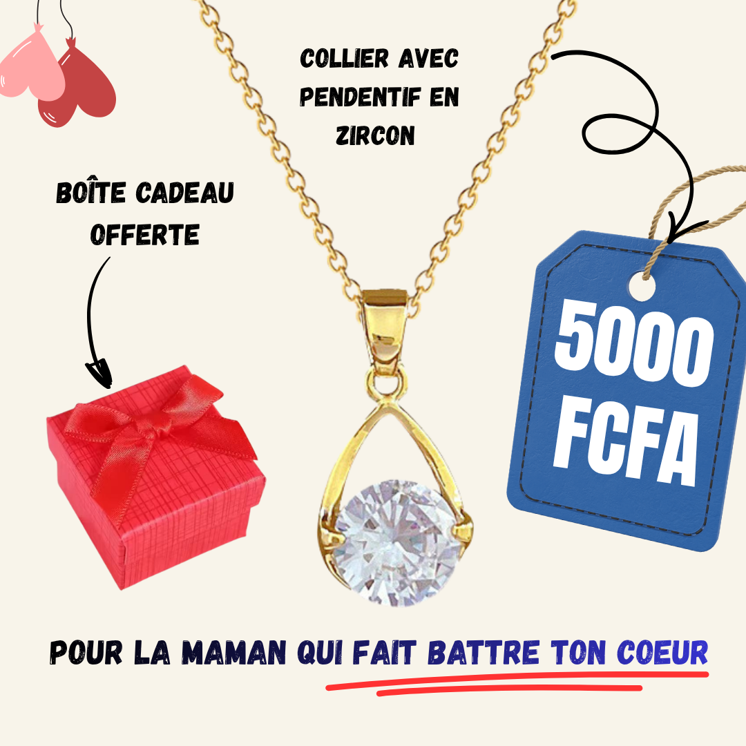 Collier luxueux en zircon goutte d’eau – Cadeau parfait pour la fête des mères