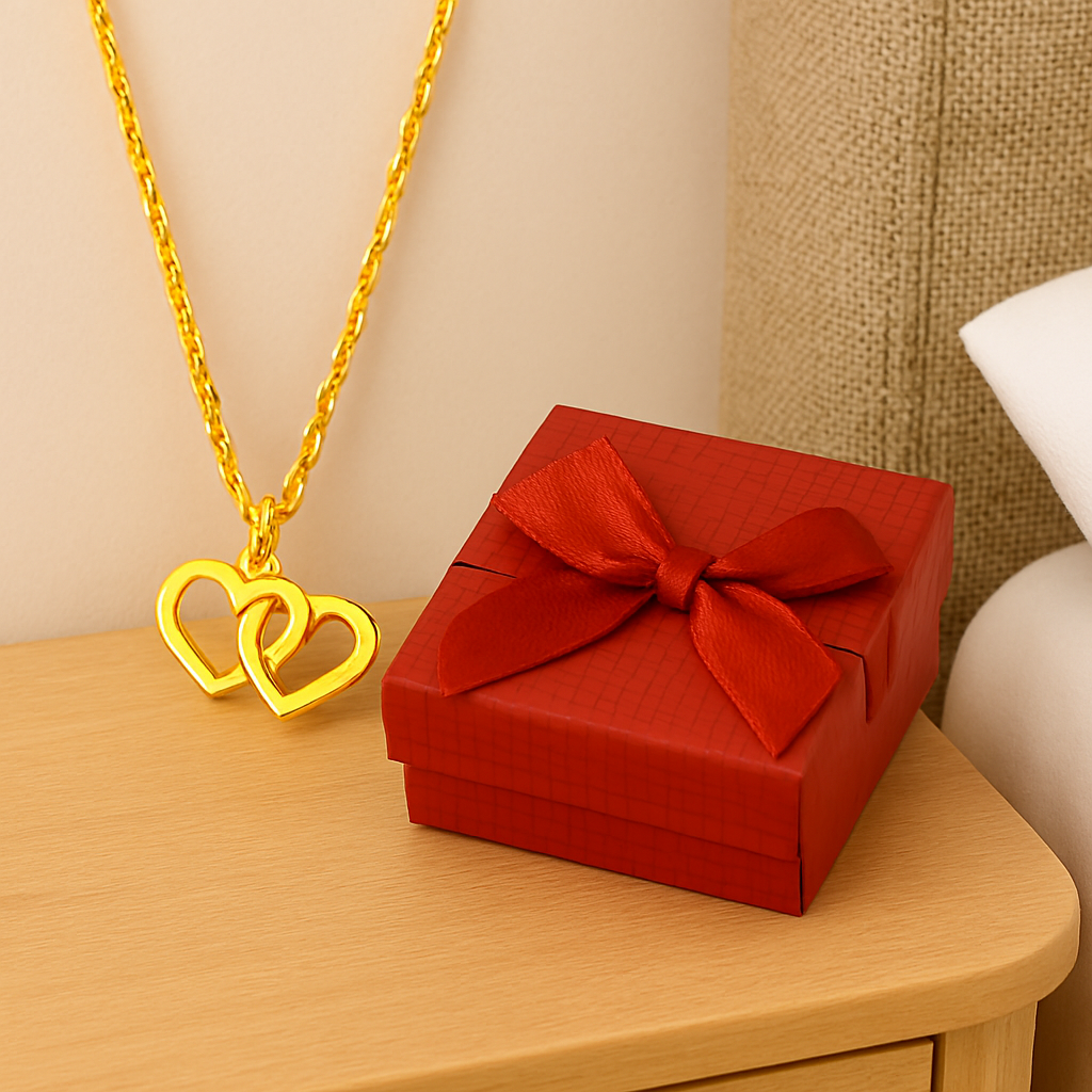 Deux âmes, un cœur – Le collier double cœur doré idéal pour la Saint Valentin