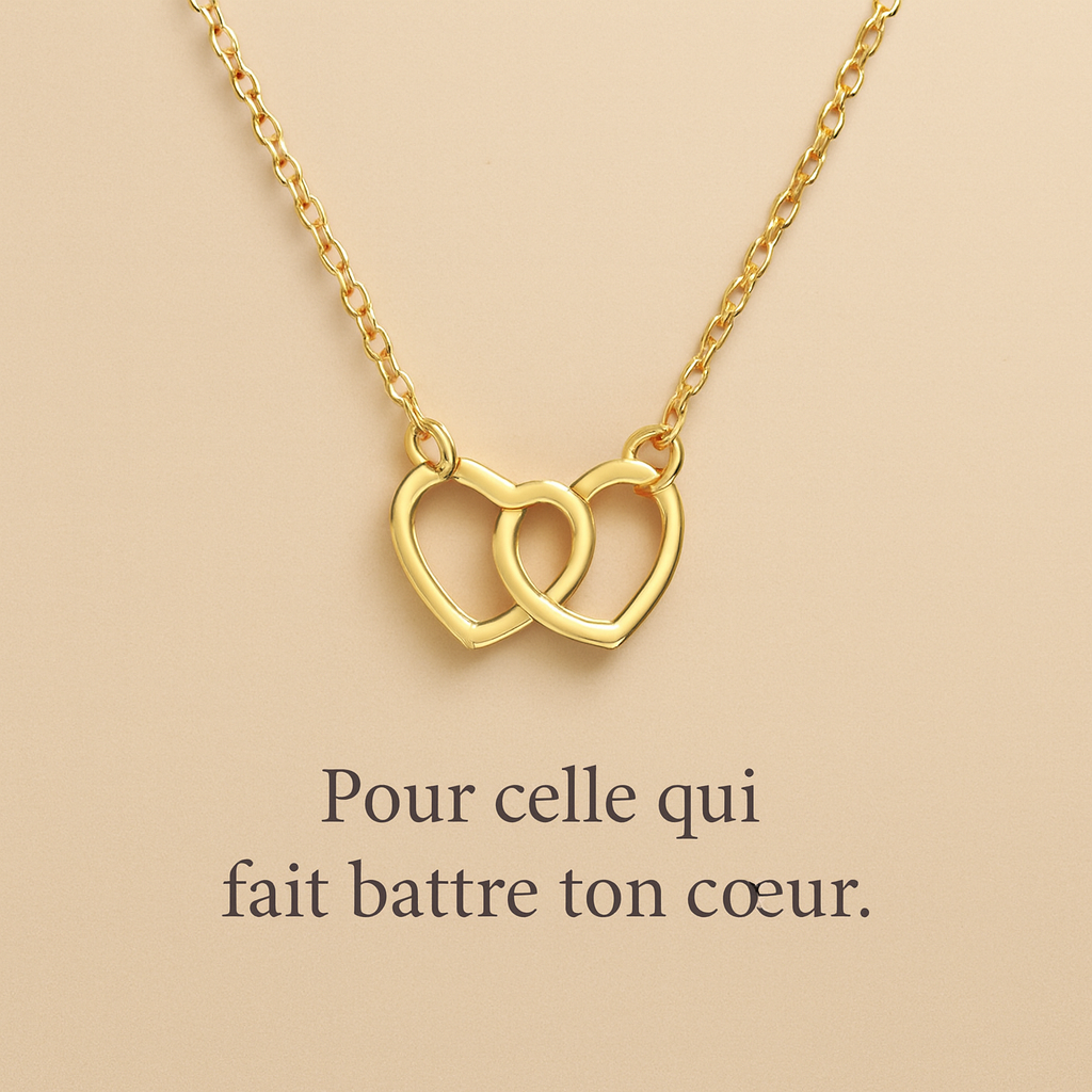 Deux âmes, un cœur – Le collier double cœur doré idéal pour la Saint Valentin