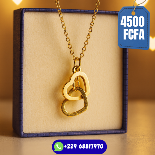 Deux âmes, un cœur – Le collier double cœur doré idéal pour la Saint Valentin
