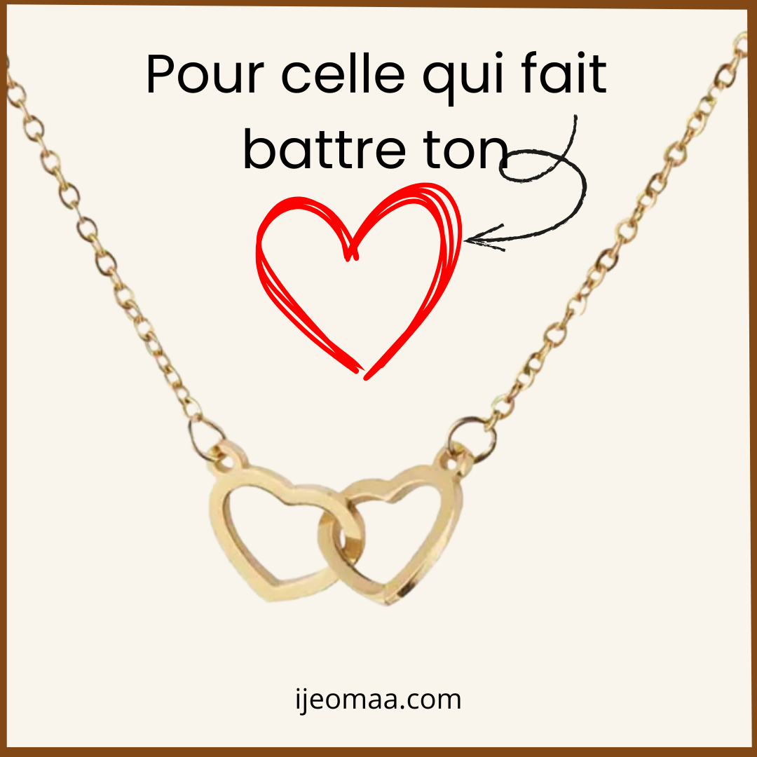 Collier double cœur doré – Cadeau romantique inoubliable